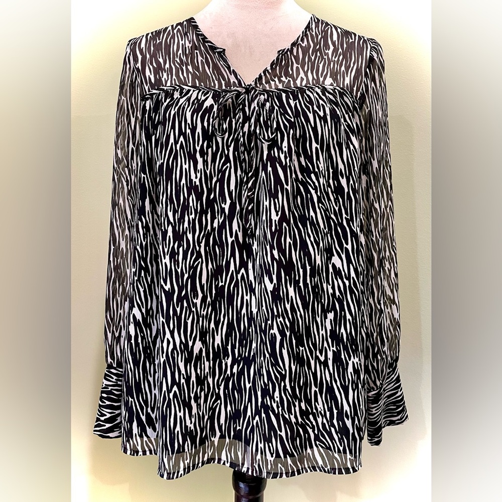 Apt. 9 Zebra Print Blouse - Black and White